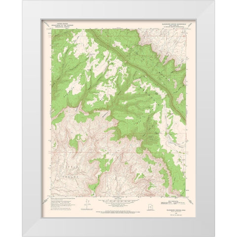 Blackburn Canyon Utah Quad - USGS 1968 White Modern Wood Framed Art Print by USGS