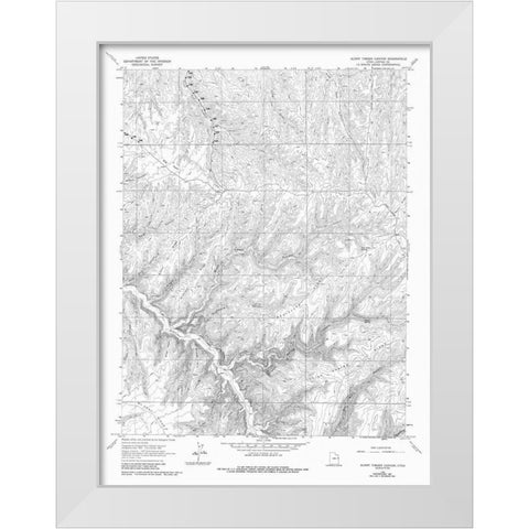Burnt Timber Canyon Utah Quad - USGS 1966 White Modern Wood Framed Art Print by USGS