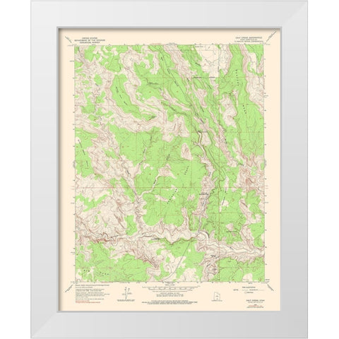 Calf Creek Utah Quad - USGS 1964 White Modern Wood Framed Art Print by USGS