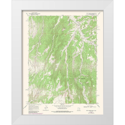 Davis Canyon Utah Quad - USGS 1966 White Modern Wood Framed Art Print by USGS