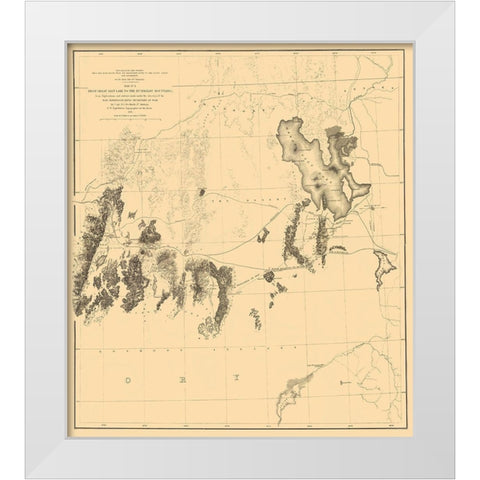 Great Salt Lake Humboldt Range Utah Nevada White Modern Wood Framed Art Print by US War Dept