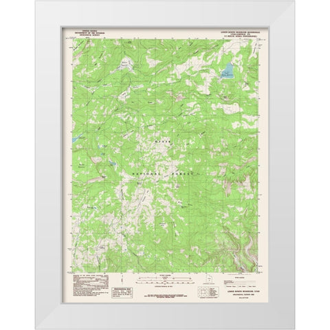 Lower Bowns Reservoir Utah Quad - USGS 1985 White Modern Wood Framed Art Print by USGS