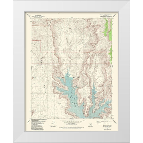 Mazuki Point Utah Quad - USGS 1985 White Modern Wood Framed Art Print by USGS