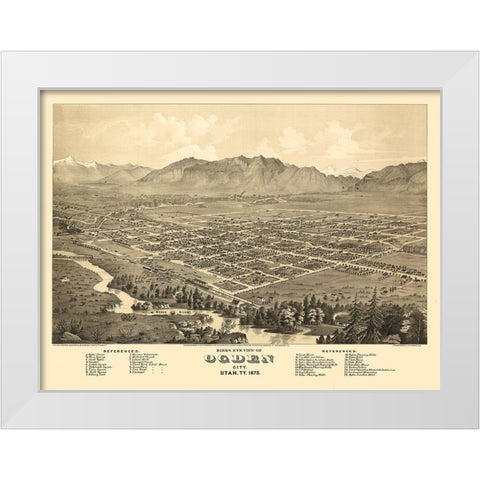 Ogden Utah - Glover 1875  White Modern Wood Framed Art Print by Glover