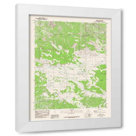 Torrey Utah Quad - USGS 1985 White Modern Wood Framed Art Print by USGS