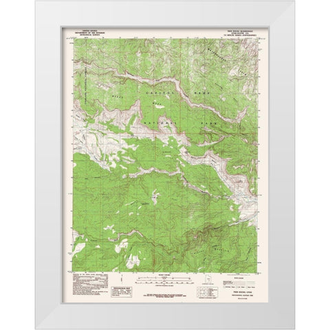 Twin Rocks Utah Quad - USGS 1985 White Modern Wood Framed Art Print by USGS