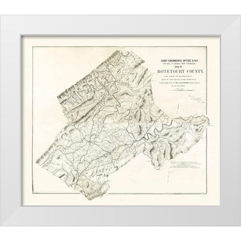 Botetourt County Virginia - Randolph 1864  White Modern Wood Framed Art Print by Randolph