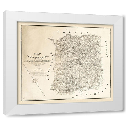 Fluvanna County Virginia - Cassell 1863 White Modern Wood Framed Art Print by Cassell