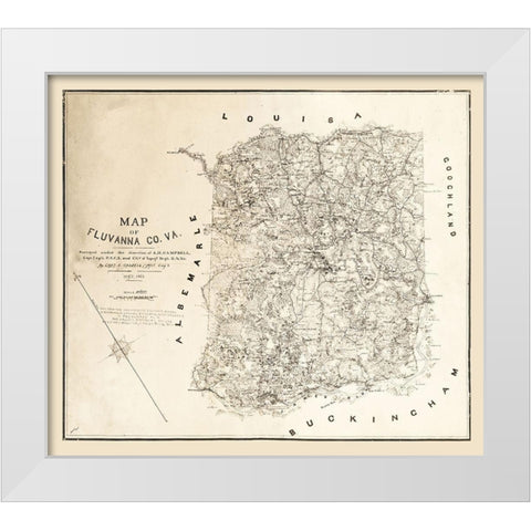 Fluvanna County Virginia - Cassell 1863 White Modern Wood Framed Art Print by Cassell