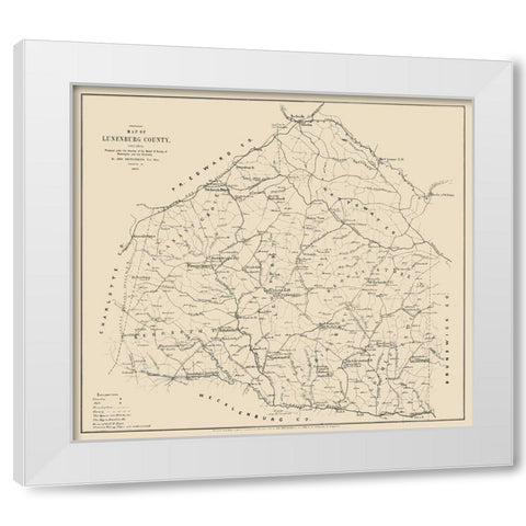Lunenburg County Virginia - Hotchkiss 1871 White Modern Wood Framed Art Print by Hotchkiss