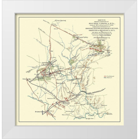Second Corps Bristoe Station Manassas Junction White Modern Wood Framed Art Print by Hotchkiss