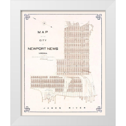 Newport News Virginia - Fitchett 1910 White Modern Wood Framed Art Print by Fitchett