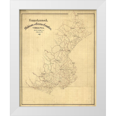 Rappahannock County Virginia - Hotchkifs 1867 White Modern Wood Framed Art Print by Hotchkifs
