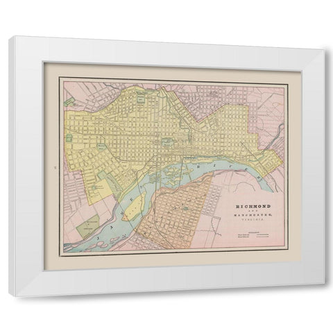 Richmond, Manchester  Virginia - Cram 1892 White Modern Wood Framed Art Print by Cram