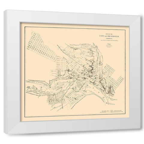 Richmond Virginia - Adams 1864 White Modern Wood Framed Art Print by Adams