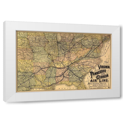 Virginia, Tennessee, Georgia Railroads - 1882 White Modern Wood Framed Art Print by Unknown