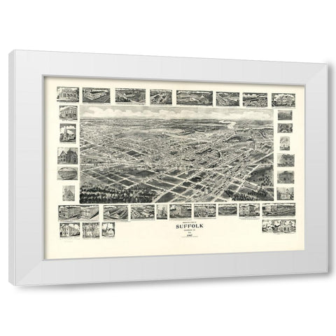 Suffolk Virginia - Fowler 1907 White Modern Wood Framed Art Print by Fowler