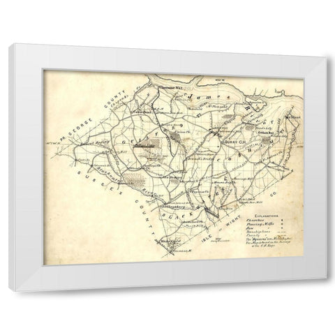 Surry County Virginia - 1871 White Modern Wood Framed Art Print by Unknown