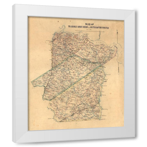 Sussex County Virginia - 1865 White Modern Wood Framed Art Print by Unknown