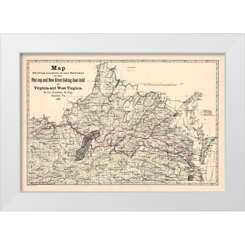 Virginia West Virginia - Hotchkiss 1888 White Modern Wood Framed Art Print by Hotchkiss