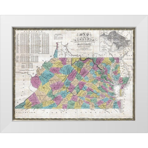 Virginia Maryland - Mitchell 1832 White Modern Wood Framed Art Print by Mitchell