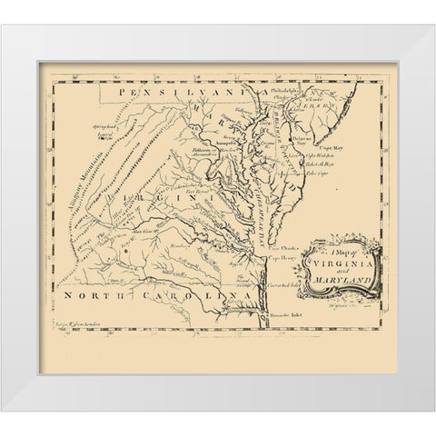 Virginia Maryland - Gavin 1767 White Modern Wood Framed Art Print by Gavin