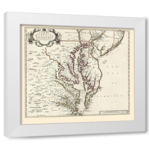Virginia Maryland - 1700 White Modern Wood Framed Art Print by Unknown