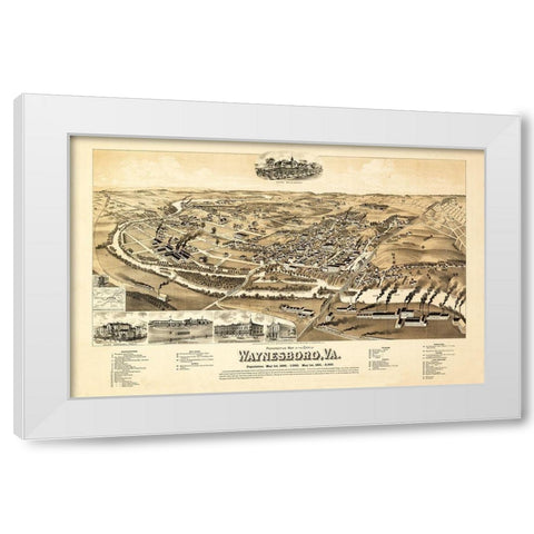 Waynesboro Virginia - Perry 1891 White Modern Wood Framed Art Print by Perry