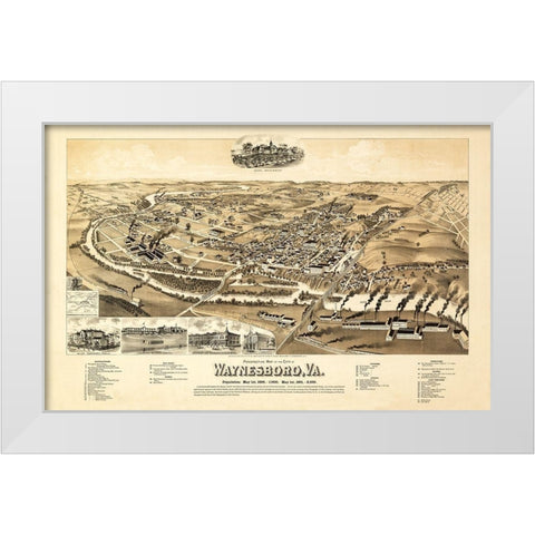 Waynesboro Virginia - Perry 1891 White Modern Wood Framed Art Print by Perry