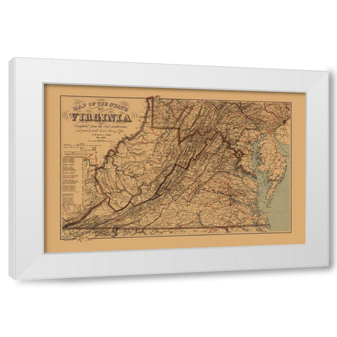Virginia, West Virginia - Krebs 1864 White Modern Wood Framed Art Print by Krebs