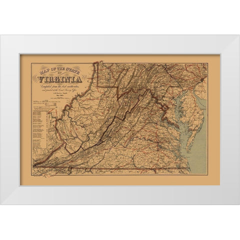 Virginia, West Virginia - Krebs 1864 White Modern Wood Framed Art Print by Krebs