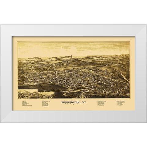 Bennington Vermont - Burleigh 1887 White Modern Wood Framed Art Print by Burleigh