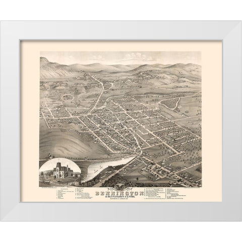 Bennington Vermont - Stoner 1877  White Modern Wood Framed Art Print by Stoner