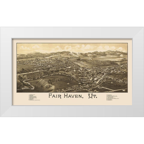 Fair Haven Vermont - Burleigh 1886 White Modern Wood Framed Art Print by Burleigh