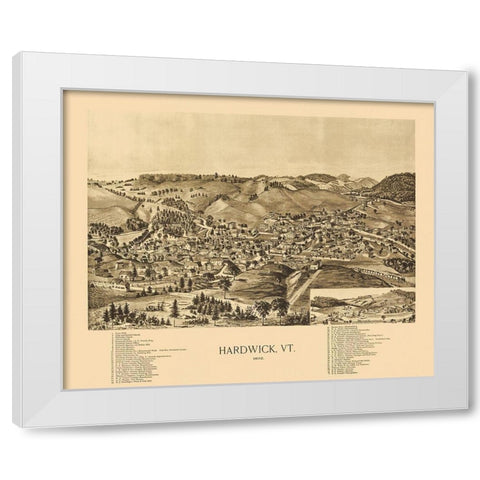 Hardwick Vermont - Norris 1892 White Modern Wood Framed Art Print by Norris