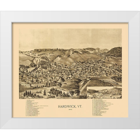 Hardwick Vermont - Norris 1892 White Modern Wood Framed Art Print by Norris