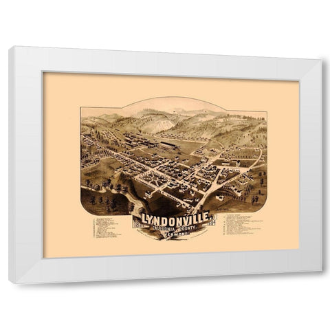 Lyndonville Vermont - Norris 1884  White Modern Wood Framed Art Print by Norris