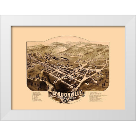 Lyndonville Vermont - Norris 1884  White Modern Wood Framed Art Print by Norris