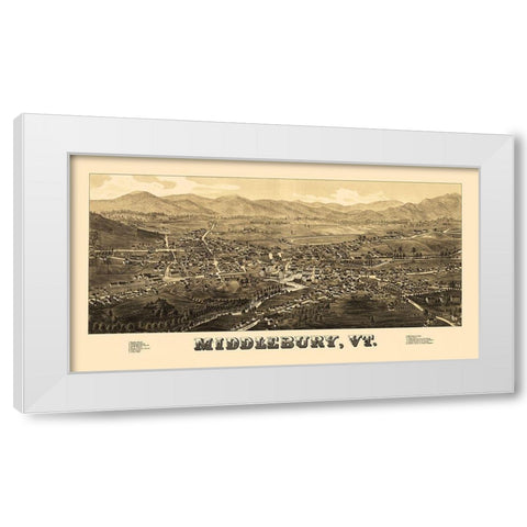 Middlebury Vermont - Burleigh 1886 White Modern Wood Framed Art Print by Burleigh