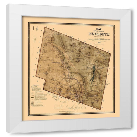 Plymouth Vermont - Hager 1859  White Modern Wood Framed Art Print by Hager