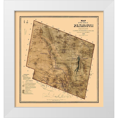 Plymouth Vermont - Hager 1859  White Modern Wood Framed Art Print by Hager