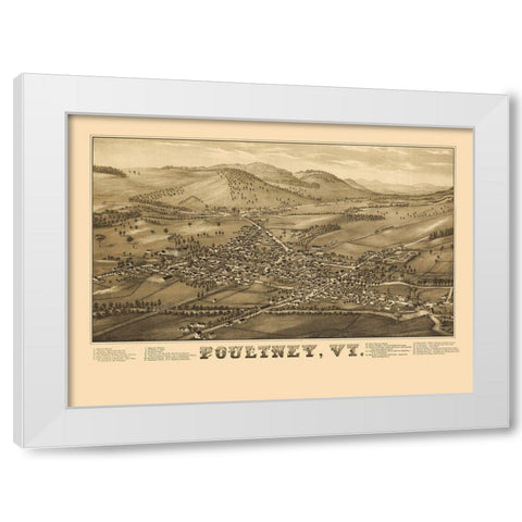 Poultney Vermont - Burleigh 1886 White Modern Wood Framed Art Print by Burleigh