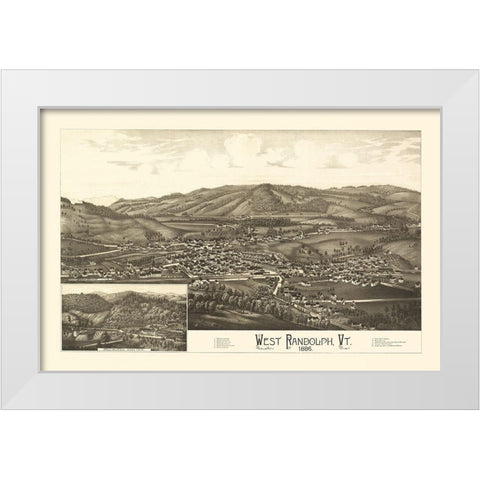 West Randolph Vermont - Burleigh 1886 White Modern Wood Framed Art Print by Burleigh