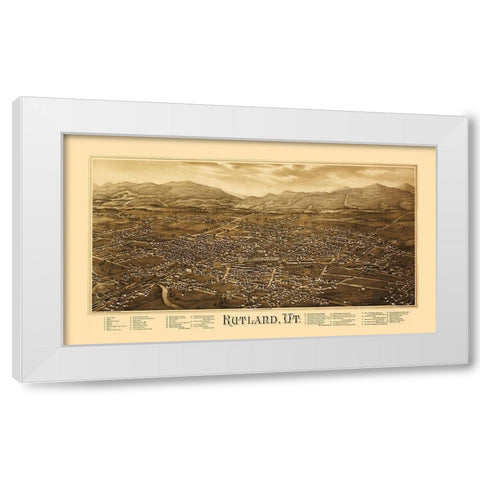 Rutland Vermont - Burleigh 1885 White Modern Wood Framed Art Print by Burleigh