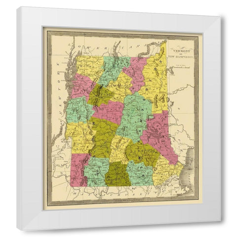 Vermont, New Hampshire - Greenleaf 1840 White Modern Wood Framed Art Print by Greenleaf