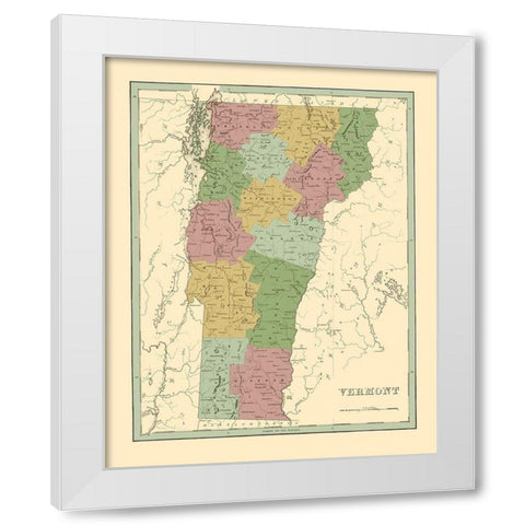 Vermont - Bradford 1838 White Modern Wood Framed Art Print by Bradford