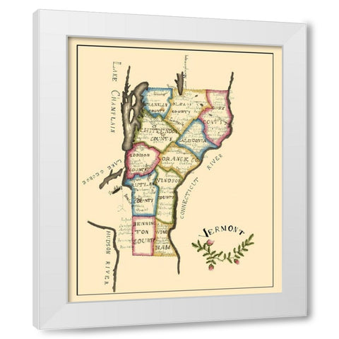 Vermont - Henshaw 1823 White Modern Wood Framed Art Print by Henshaw