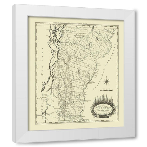 Vermont - Carey 1795 White Modern Wood Framed Art Print by Carey