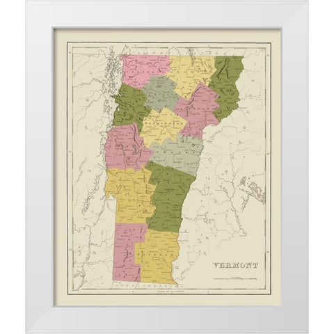 Vermont - Bradford 1838 White Modern Wood Framed Art Print by Bradford