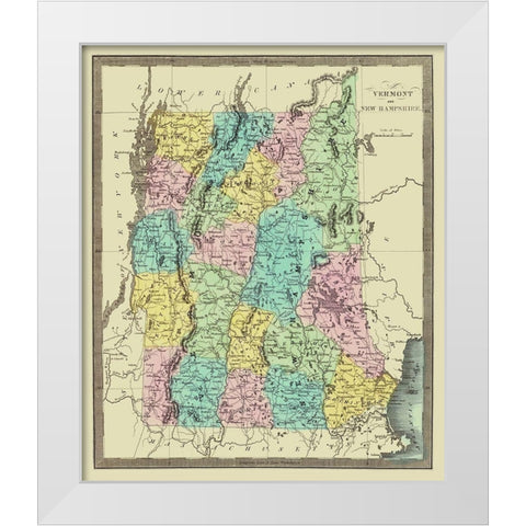 Vermont, New Hampshire - David Burr 1835 White Modern Wood Framed Art Print by Burr